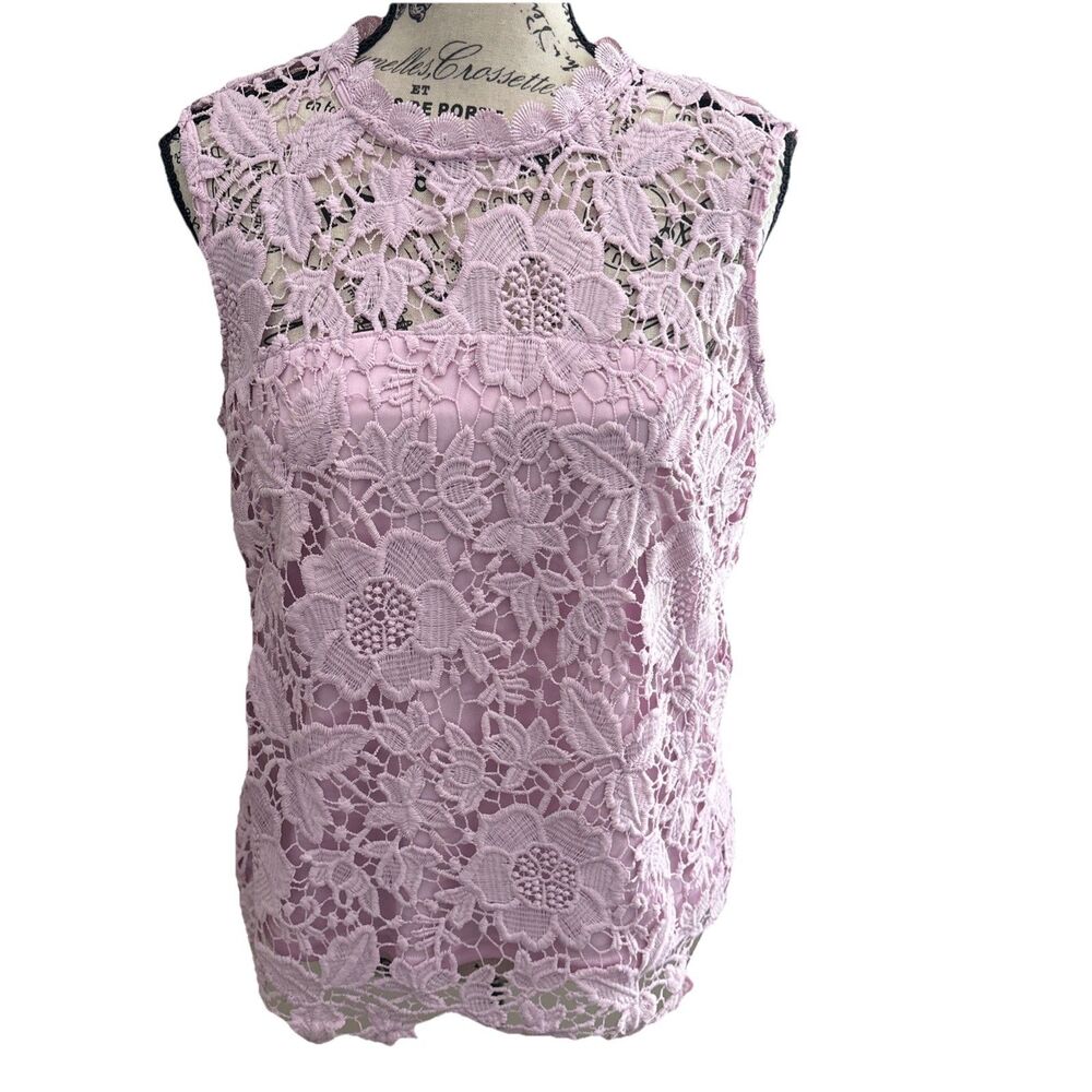 Nanette Lepore Medium Pink Lace Coquette Blouse Cottagecore Barbiecore Romance